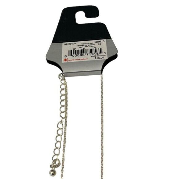 Silver Tone Sideways Cross Necklace Rhinestones 18” Religious Dainty New Gift - Picture 6 of 6